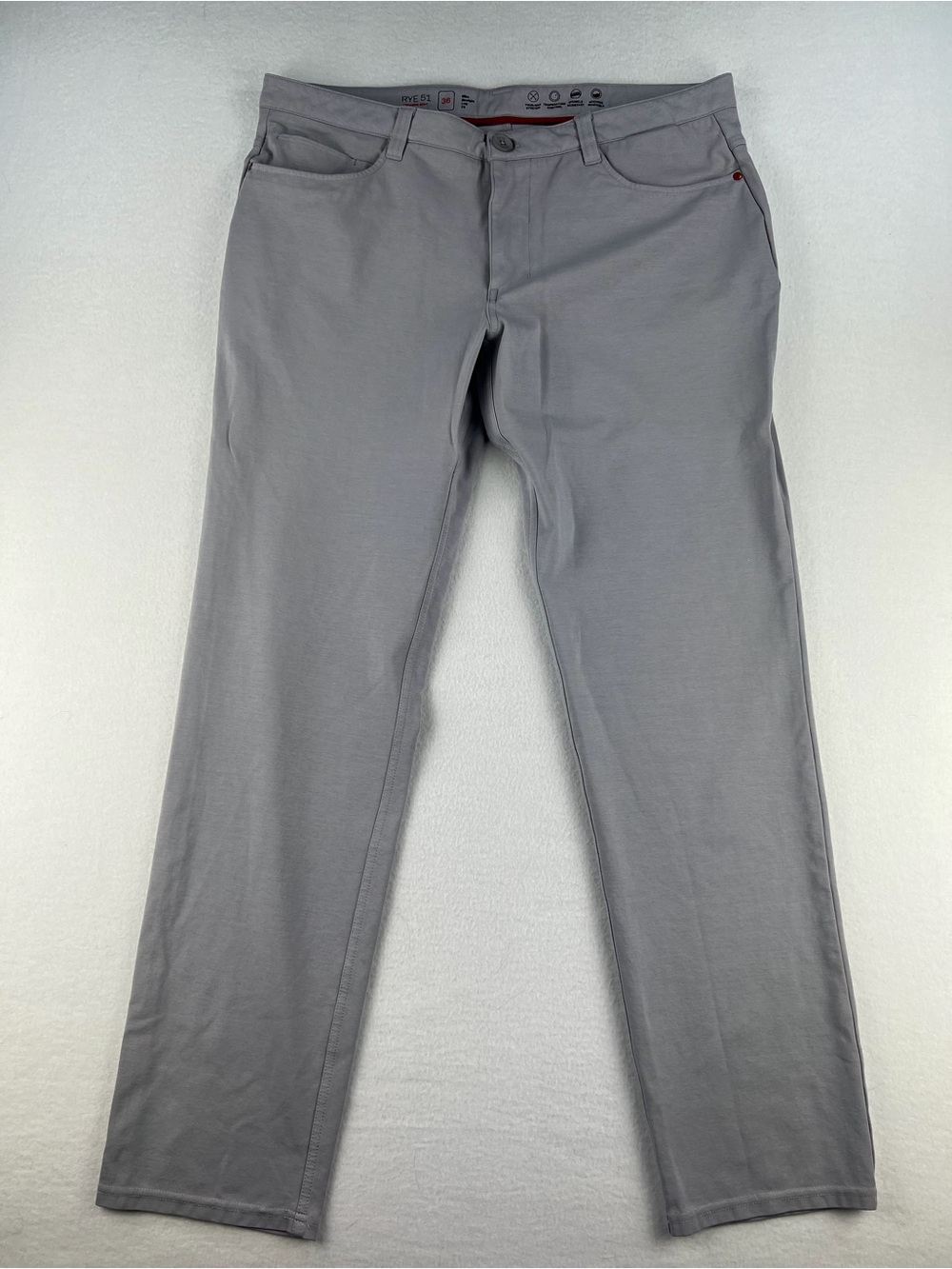 Rye 51 Mens Voyager Pants Slim Straight Leg Fit Light Gray Size 36x30